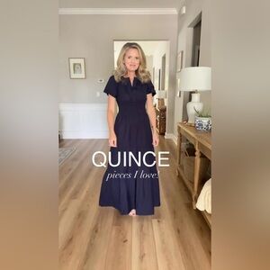 Quince 100% Organic Cotton Tiered Maxi Dress in Black Sz XS